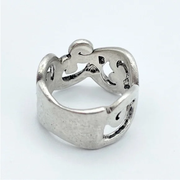 Silpada Sterling Silver Scroll Ring - R1200 Ornate Swirl Wide Statement Band - Picture 3 of 8